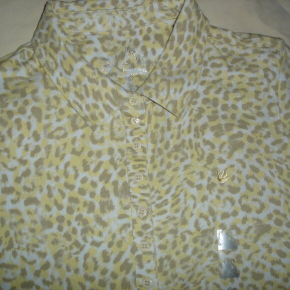 NWT WOMEN'S GLORIA VANDERBILT PULLOVER COTTON BLOUSE/TOP-SIZE L-YELLOW/BROWN - Picture 13 of 16